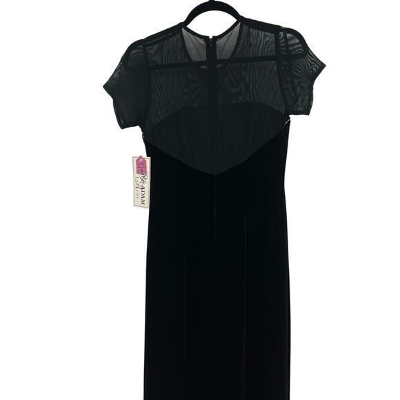 Vintage Betsy and Adam Mesh Top Black Velvet Formal Dress Size 8 Y2K Bedazzled - Picture 7 of 10